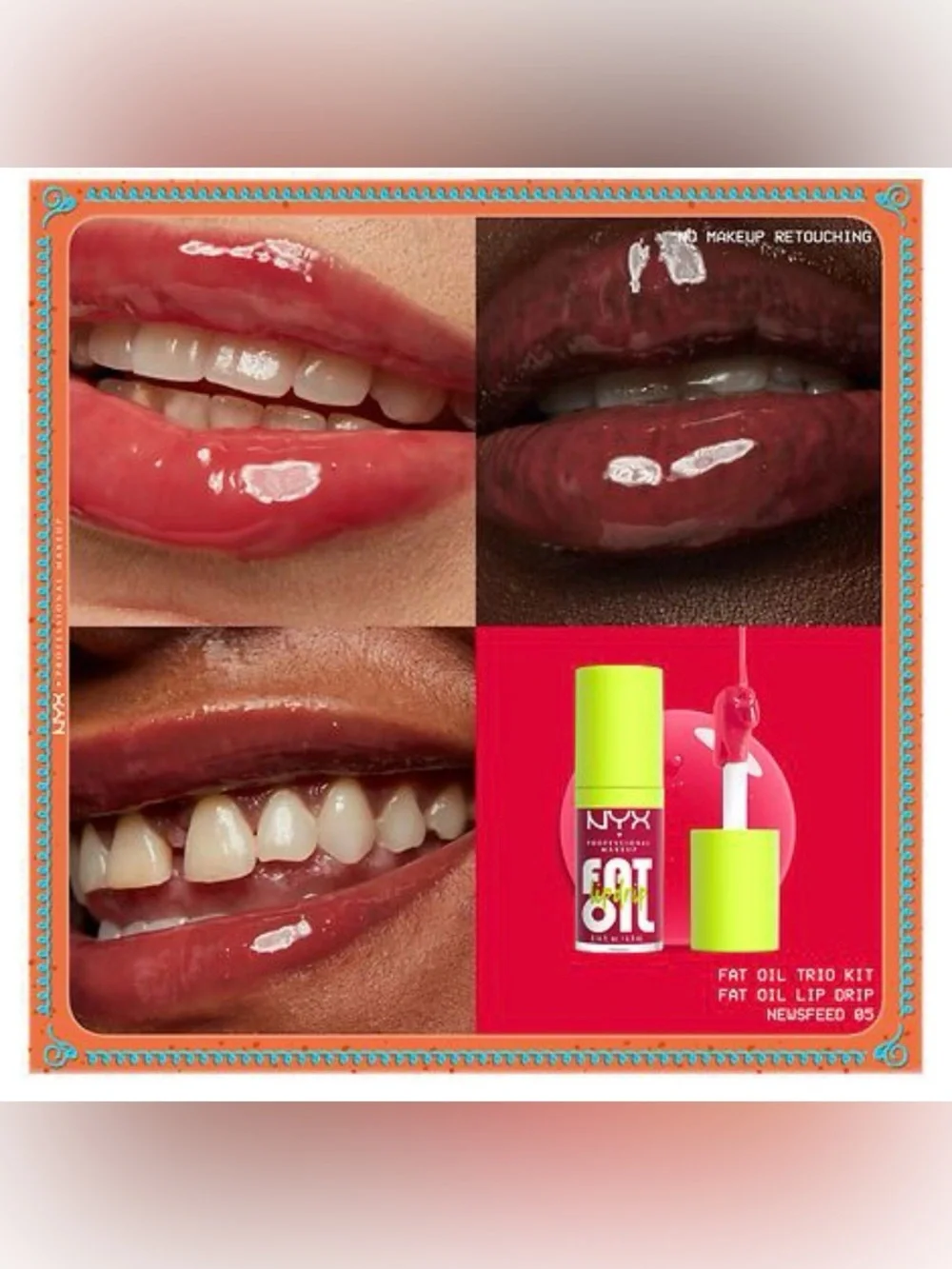 NYX Lip Oil Trio - Red, Clear, Pink Sparkle